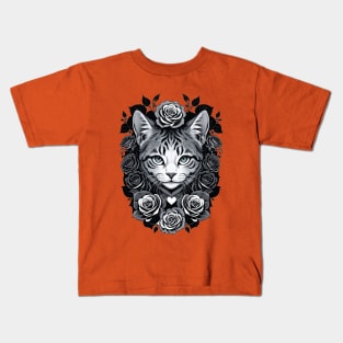 A cat with roses. Kids T-Shirt